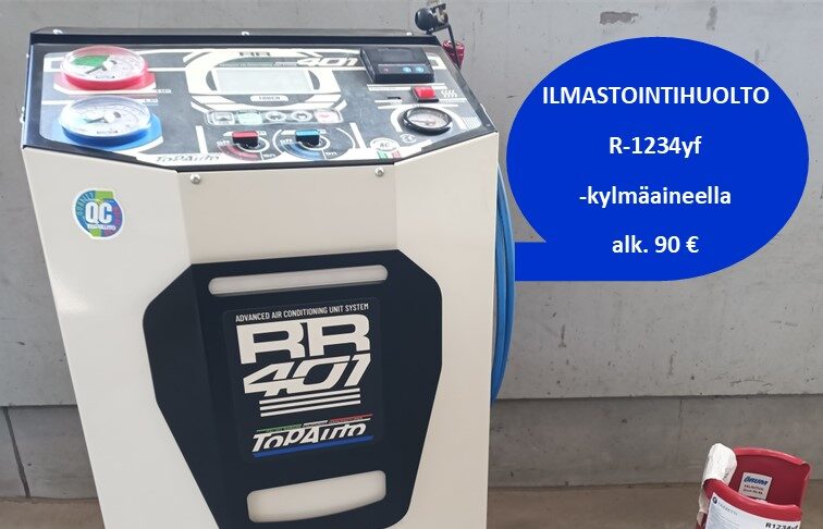 lmastointihuolto R-1234yf Kylmäaineella Alkaen 90€